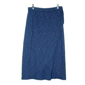 Talbots Skirt Womens Small Blue Stripe Tulip Hem Midi Wrap Front Side Tie Preppy